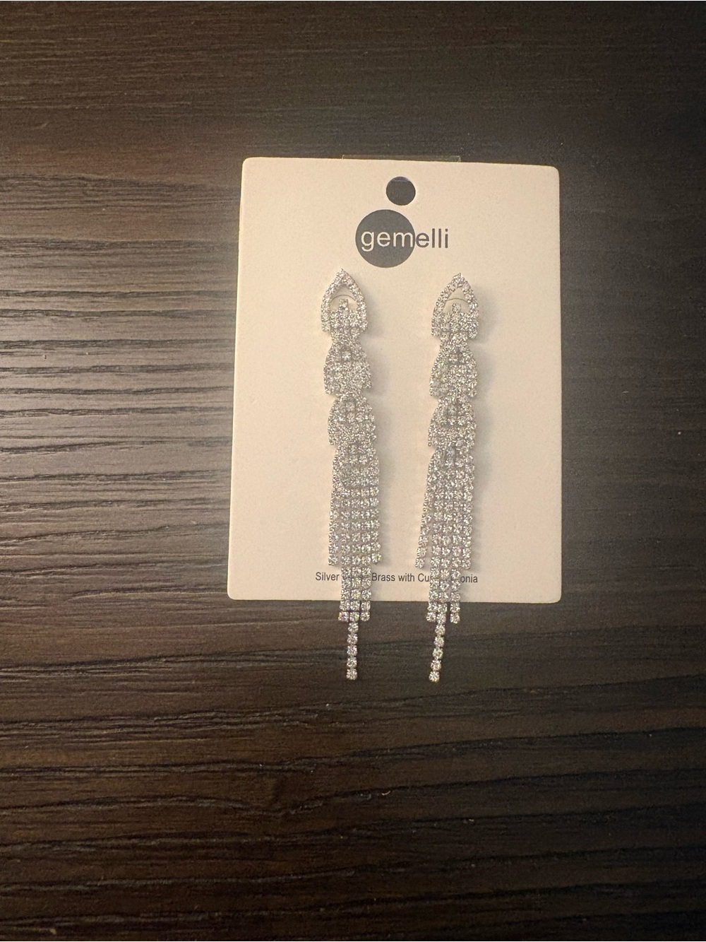 NEW Gemelli Silver Crystal Tassel Drop Earrings